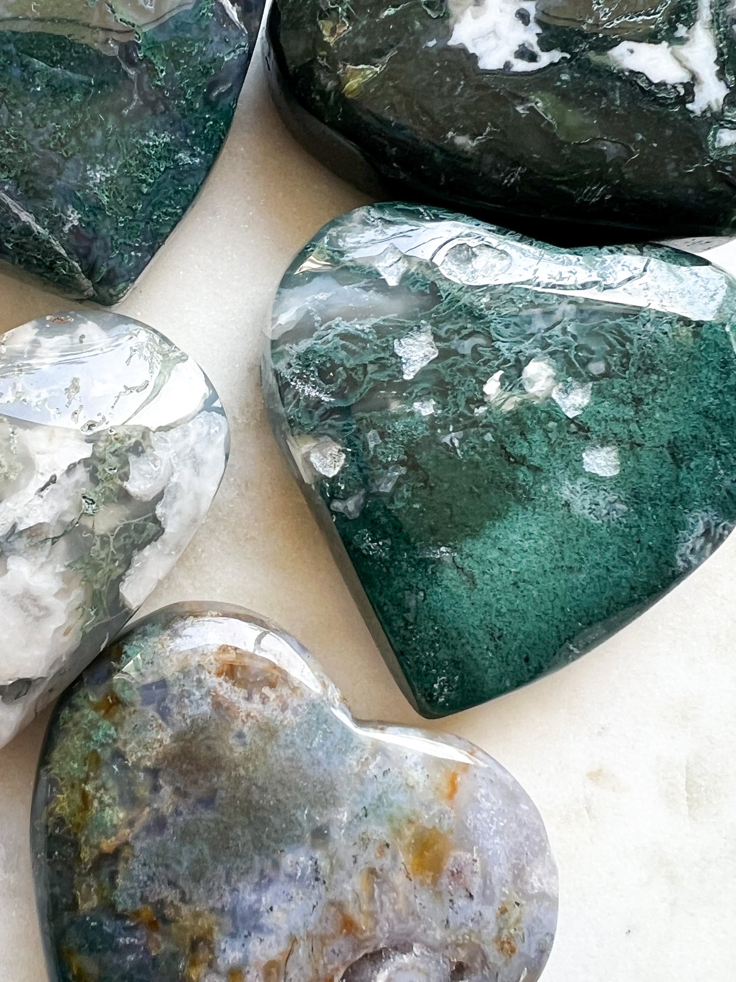 Moss Agate Hearts