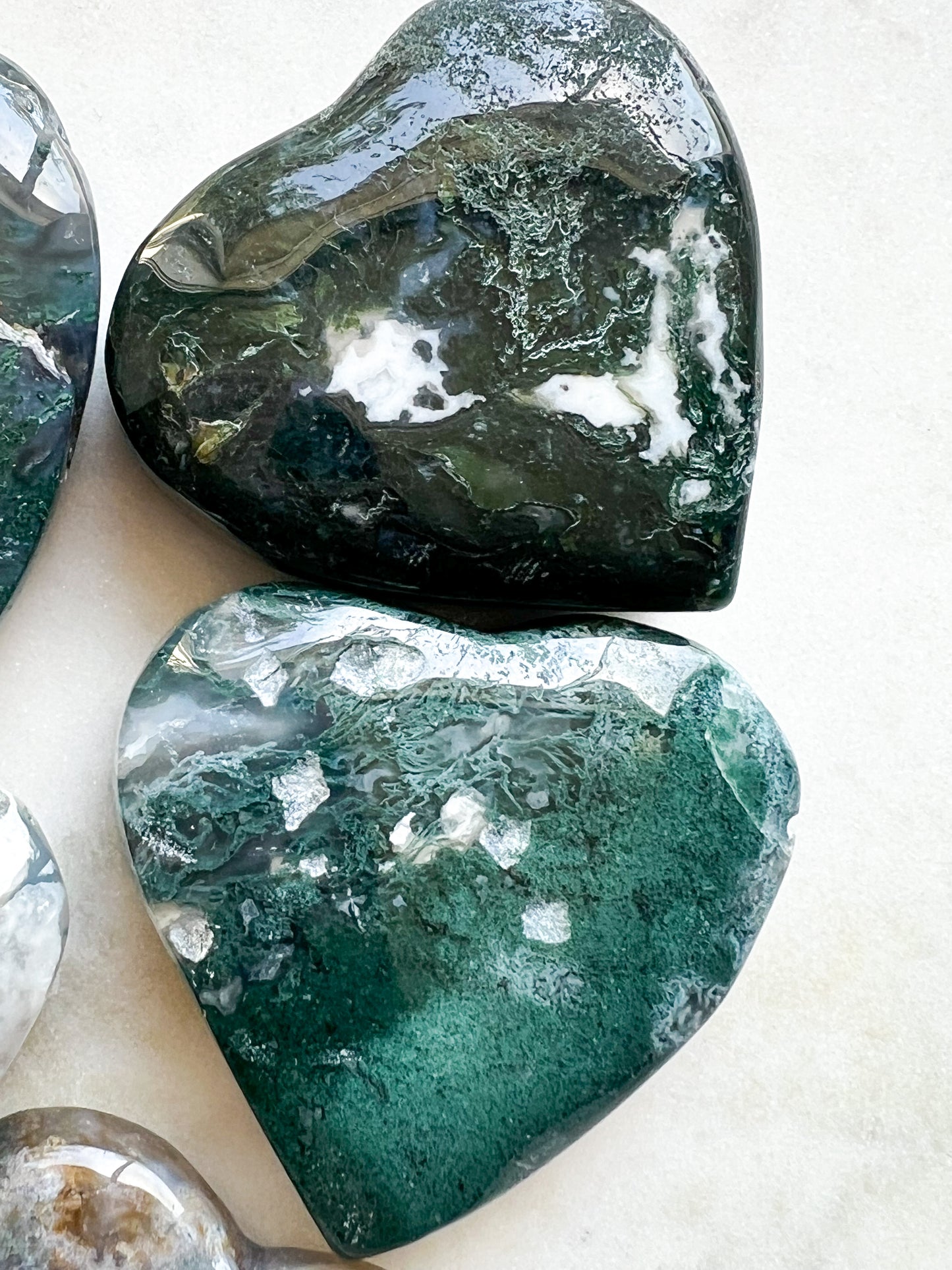 Moss Agate Hearts