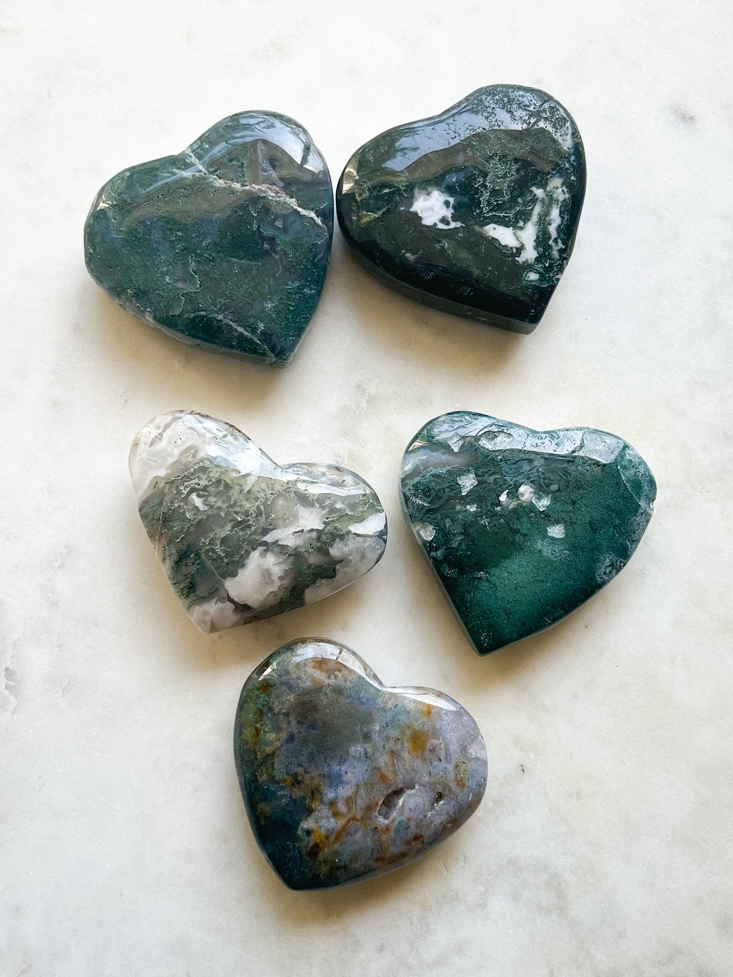 Moss Agate Hearts