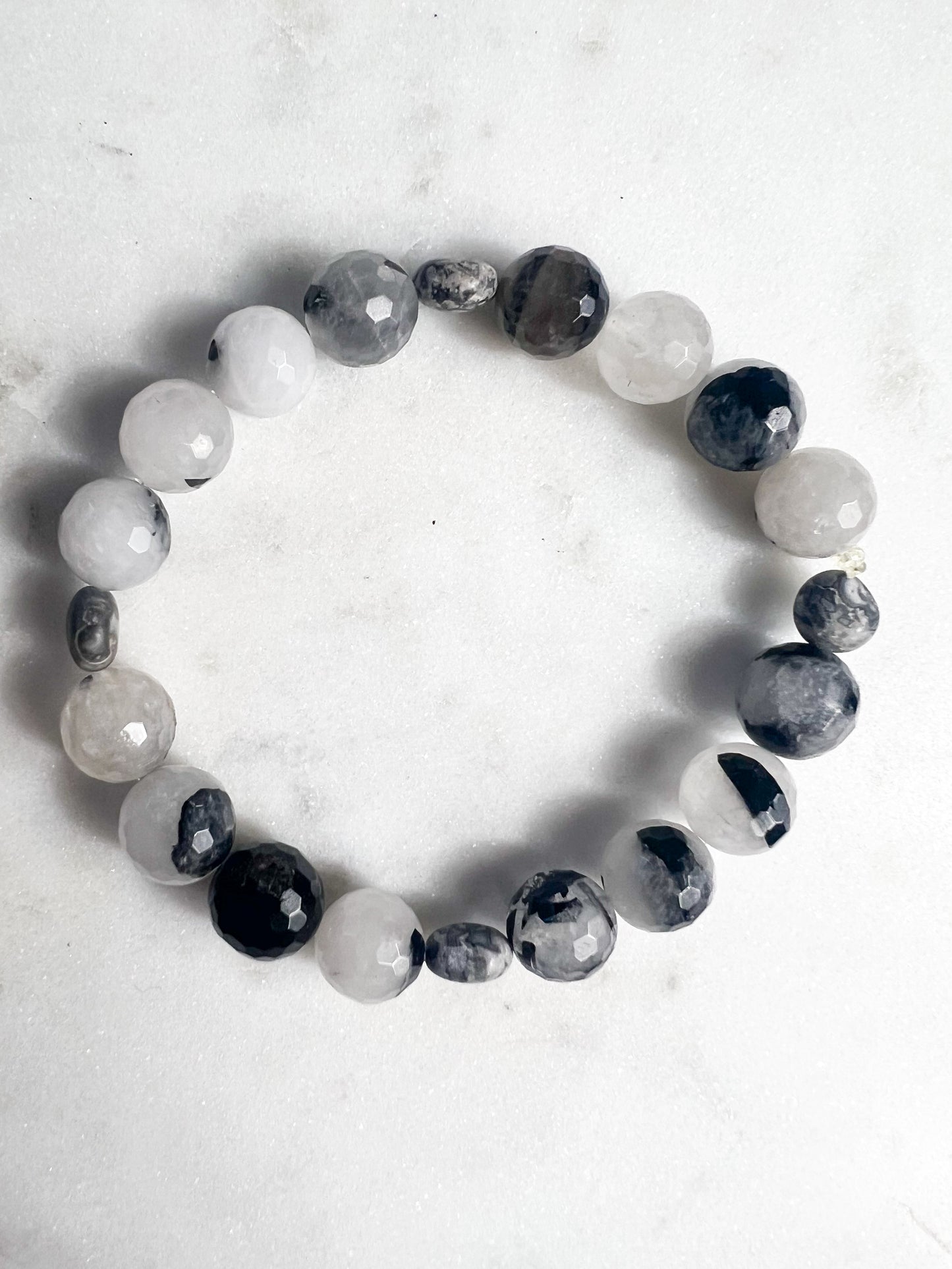 Tourmalinated Quartz Faceted Bracelets