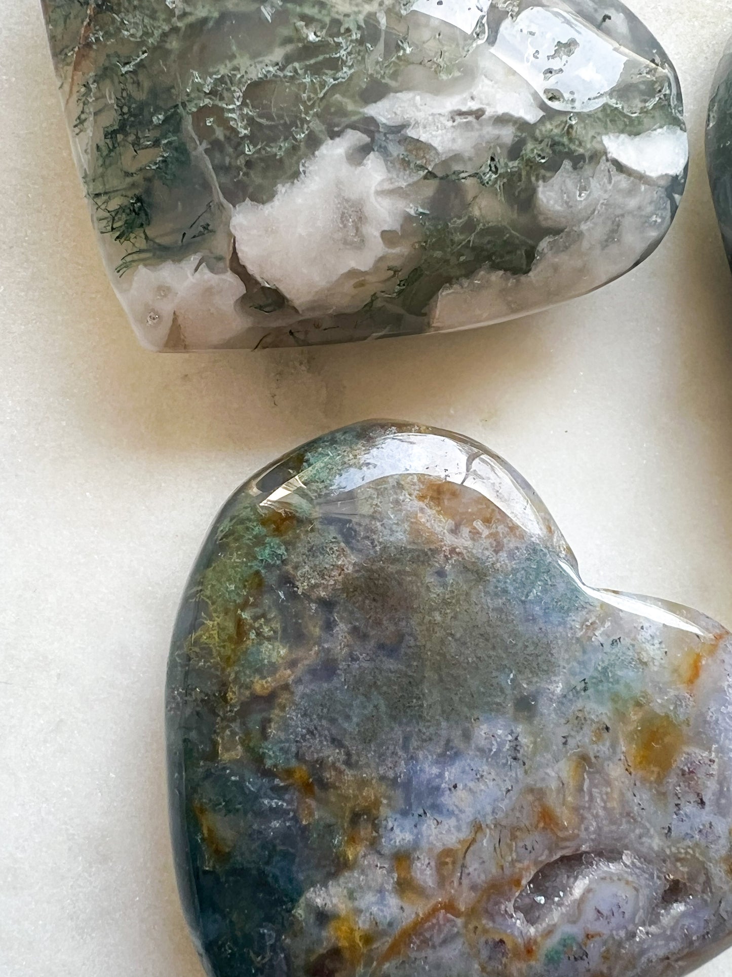 Moss Agate Hearts