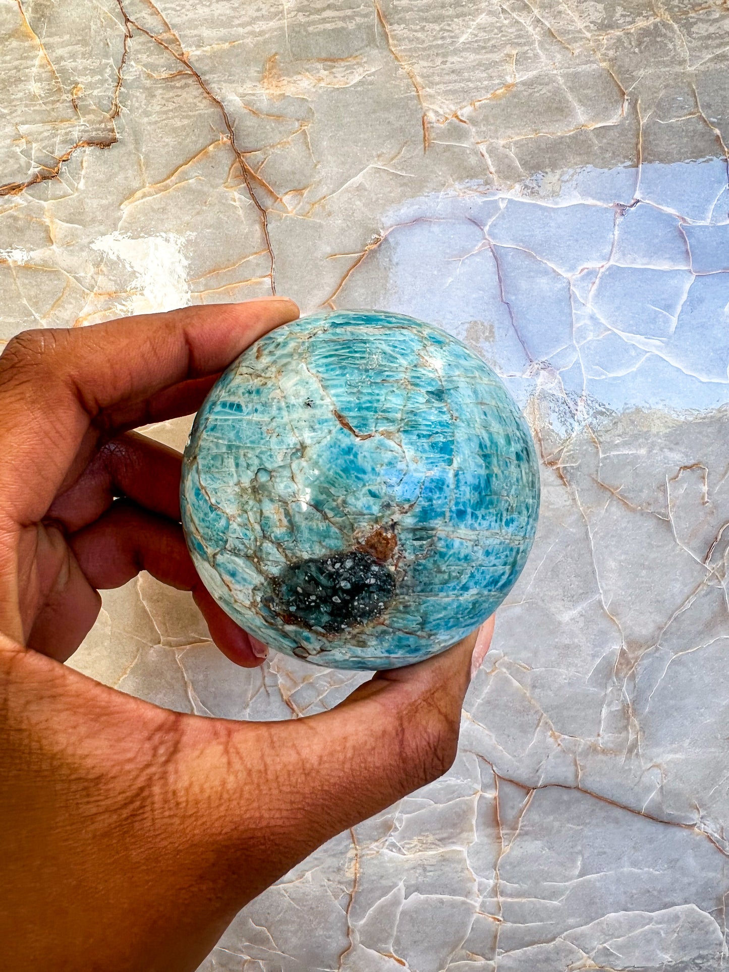 Blue Apatite Sphere