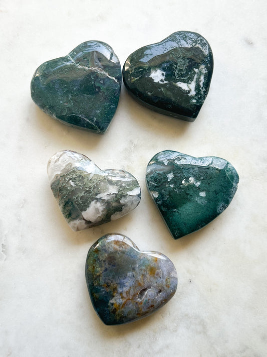 Moss Agate Hearts