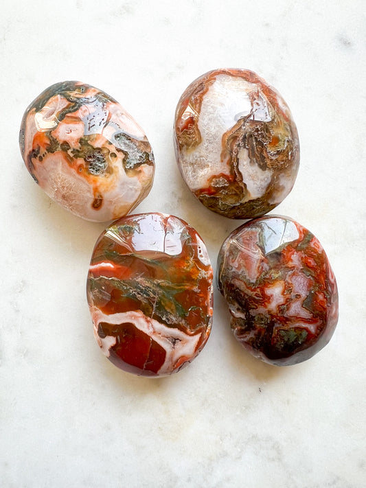 Carnelian Moss Palm Stones