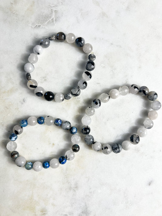 Tourmalinated Quartz Faceted Bracelets