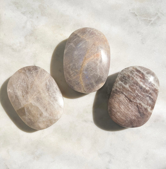 Blue Flash Moonstone Palm Stones